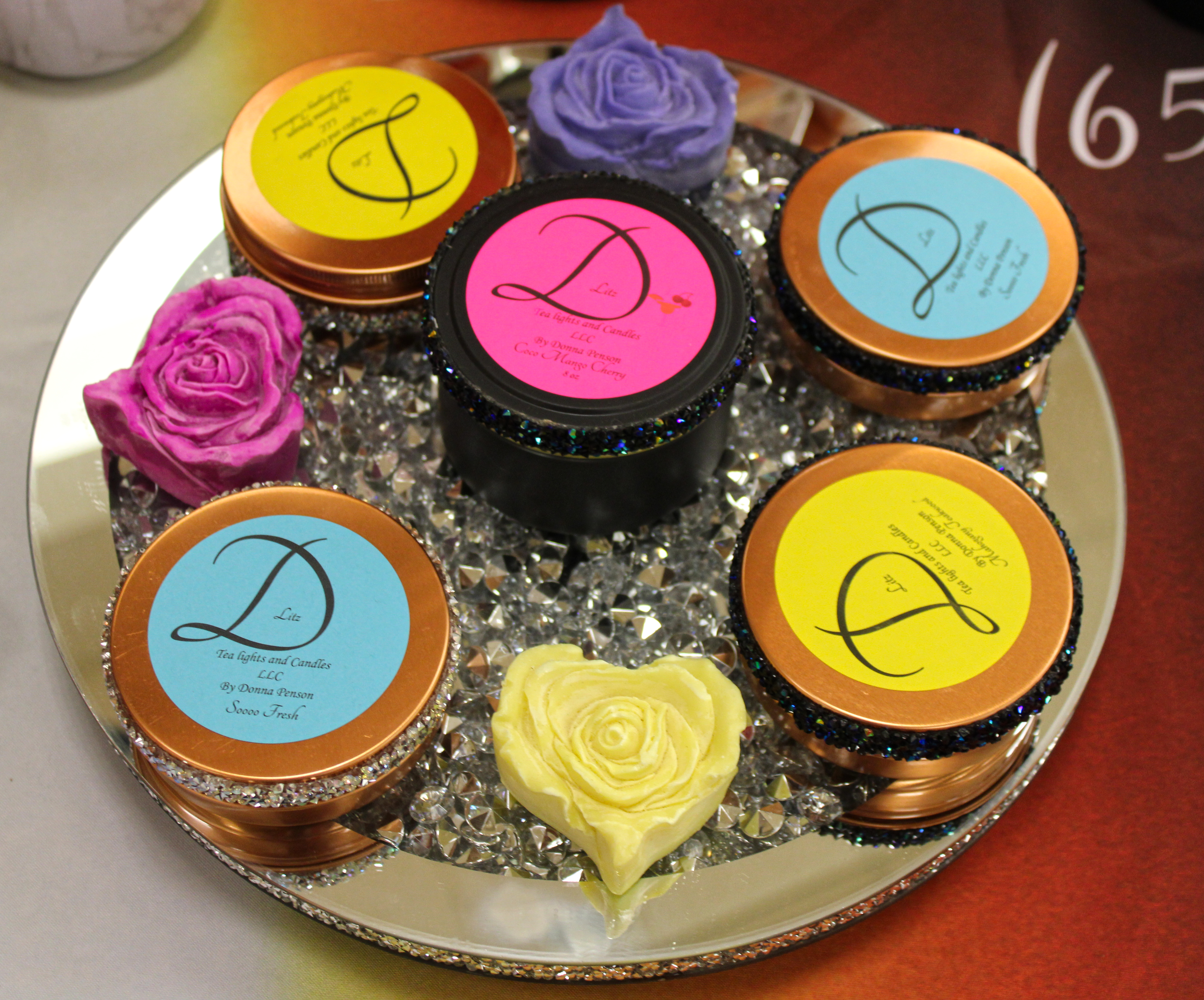 4oz gold tins &$10 and large wax melt hearts $8